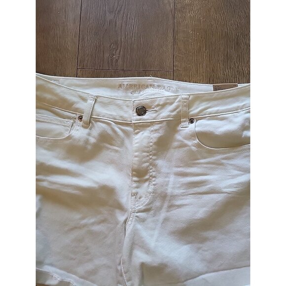 American Eagle Women's Shorts Stretch Raw Hem Size 18 White Low Rise NWT - Picture 2 of 8